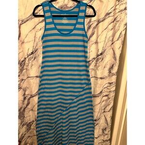 Blue and Gray Striped Tank Dress